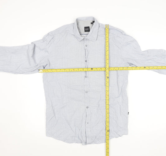 Mens UK Collar Size M Boss Smart Blue  Dress Shirt