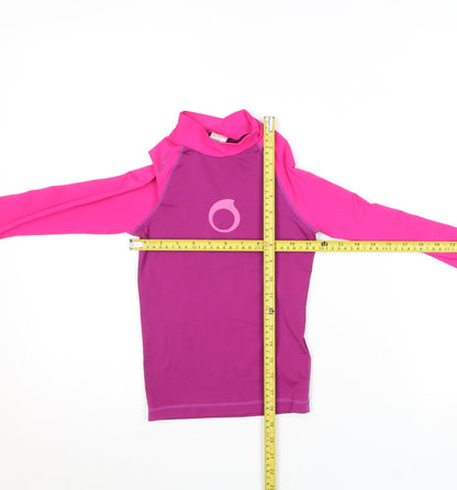 Oxylane Girls Pink Long Sleeve Rash Guard Top 6 Years Polyester Blend