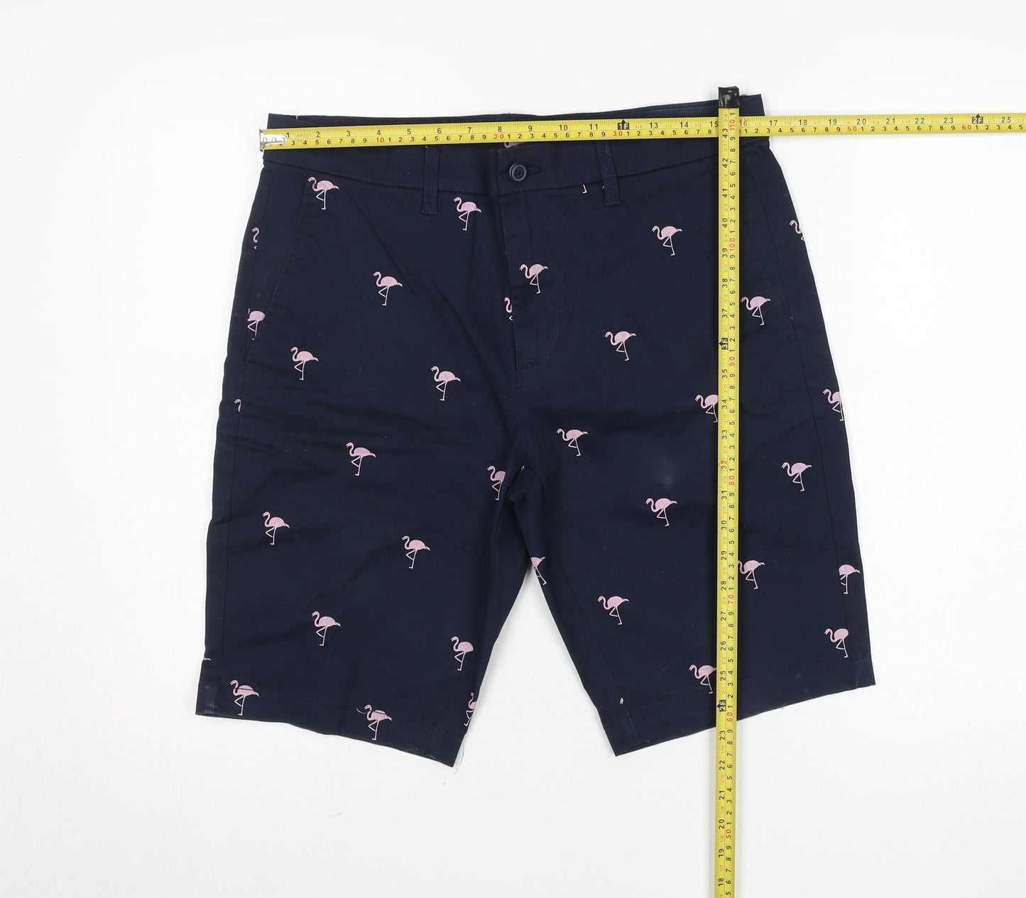 St. Bernard Men’s Blue Flamingo Print Chino Shorts 34in Regular Fit