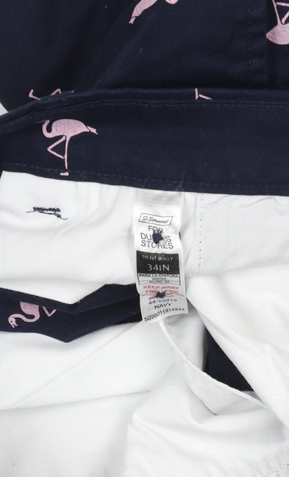 St. Bernard Men’s Blue Flamingo Print Chino Shorts 34in Regular Fit