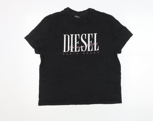 Womens UK Size L Diesel Black Basic T-Shirt