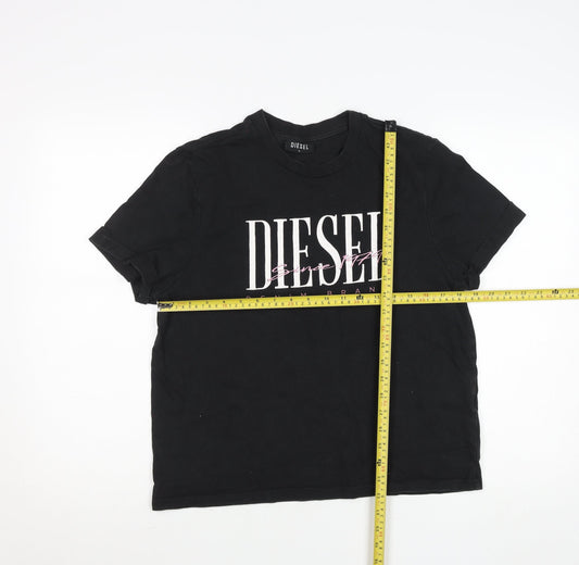 Womens UK Size L Diesel Black Basic T-Shirt