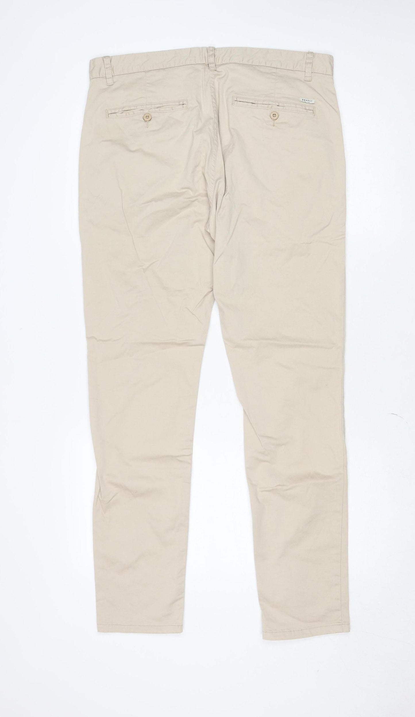 Arvust Men's Beige Slim Fit Chino Trousers Size 34