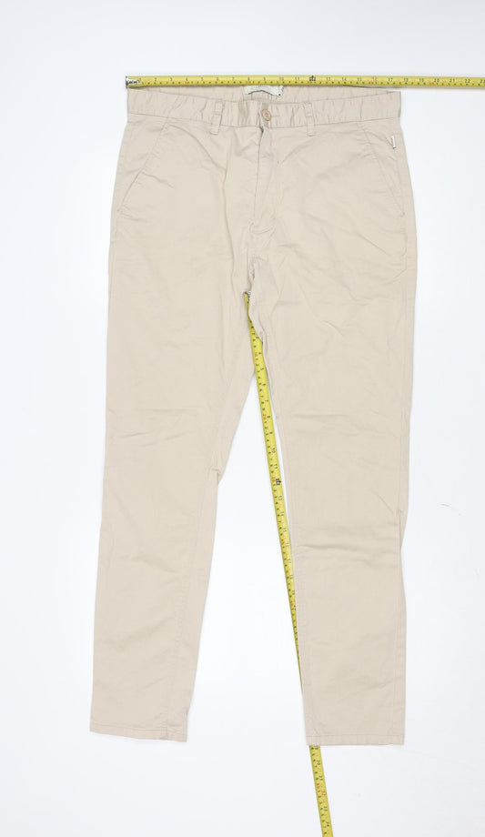Arvust Men's Beige Slim Fit Chino Trousers Size 34
