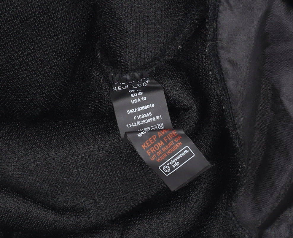 New Look Women's Black Fleece Button Jacket Size 14