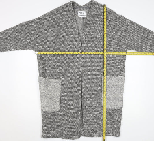 Farhi by Nicole Farhi Women's Grey Wool Blend Open Cardigan XS