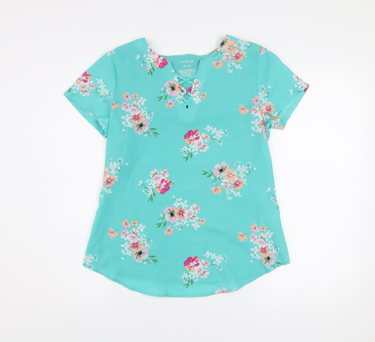 Womens UK Size XS Van Heusen Blue Tunic Blouse