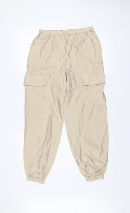 Primark Women’s Beige XS Cargo Trousers Elastic Waist Viscose
