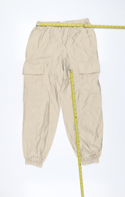 Primark Women’s Beige XS Cargo Trousers Elastic Waist Viscose