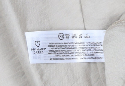 Primark Women’s Beige XS Cargo Trousers Elastic Waist Viscose