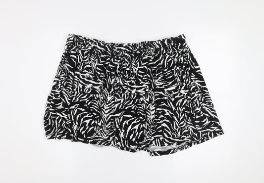 F&F Women Black Animal Print Jersey Shorts Size 20