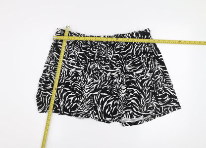 F&F Women Black Animal Print Jersey Shorts Size 20