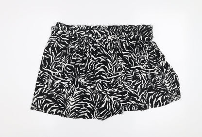F&F Women Black Animal Print Jersey Shorts Size 20