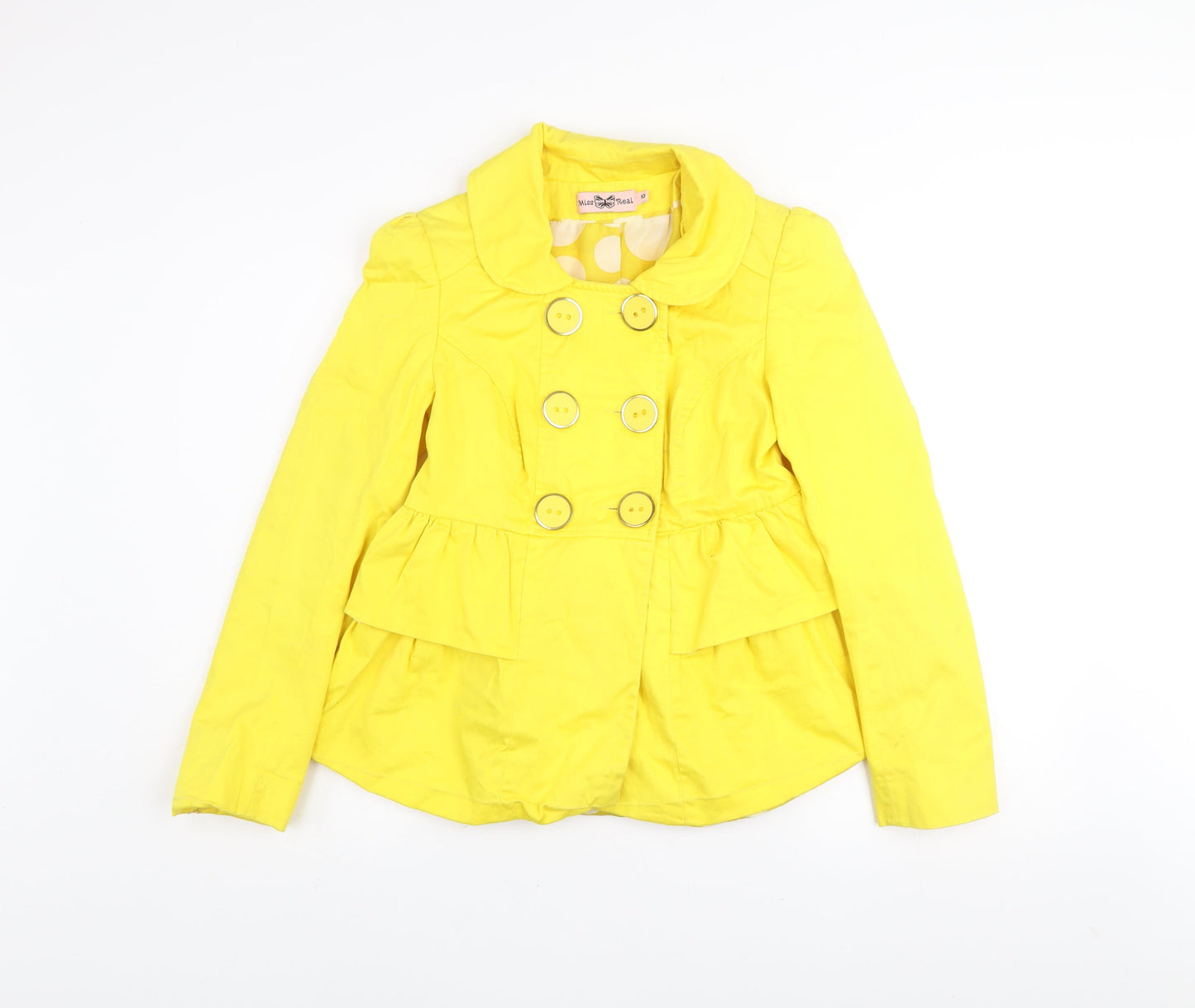 Womens UK Size 10 Miss Real Yellow Trench Coat