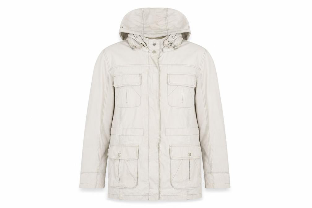 Bonmarché Women Beige Cotton Hooded Parka Jacket Size L