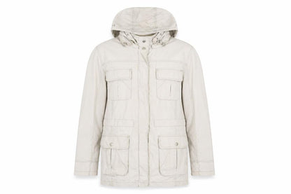Bonmarché Women Beige Cotton Hooded Parka Jacket Size L