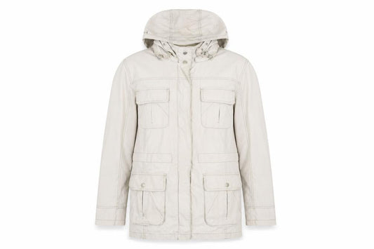 Bonmarché Women Beige Cotton Hooded Parka Jacket Size L