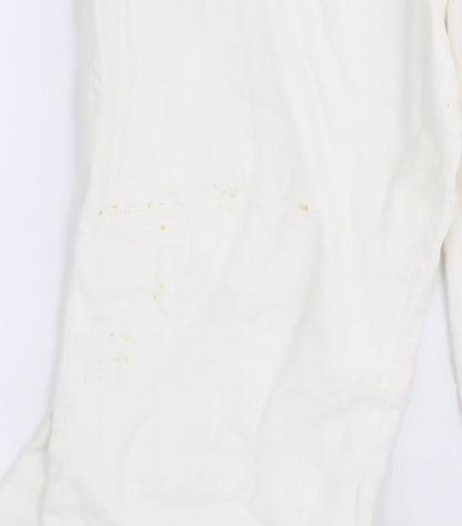 Next Womens White Linen Cropped Trousers Size 12 Regular