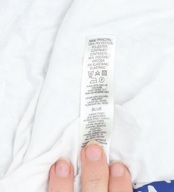 Dunnes Women Blue Floral Sleeveless Blouse XXL V-Neck Lightweight Top