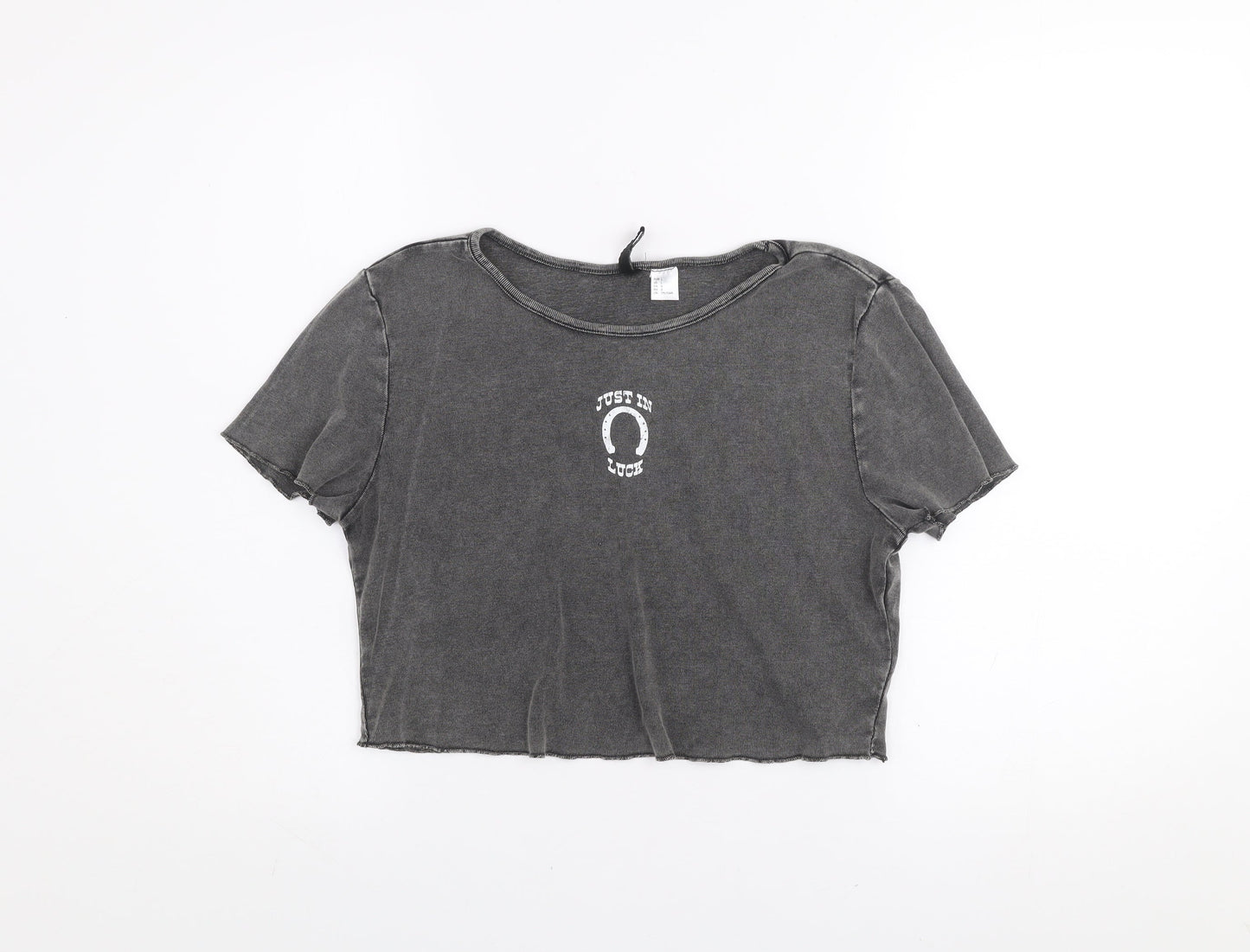 Womens UK Size L H&M Grey Cropped T-Shirt