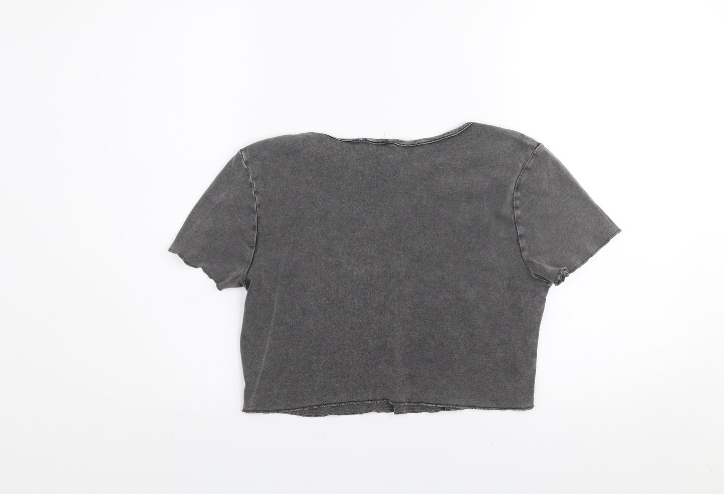 Womens UK Size L H&M Grey Cropped T-Shirt