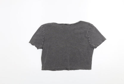 Womens UK Size L H&M Grey Cropped T-Shirt