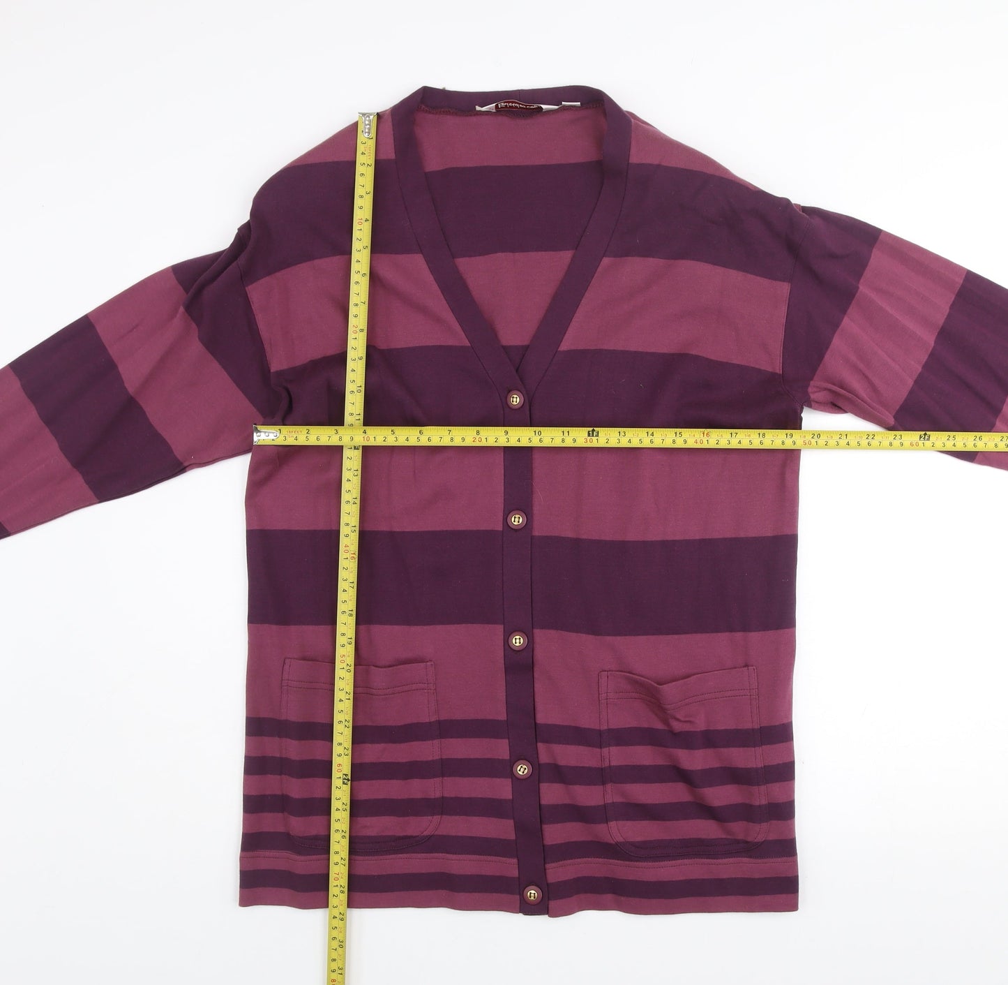 Kaleidoscope Men's Purple Striped Cotton Cardigan M