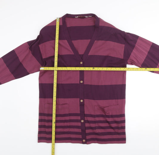Kaleidoscope Men's Purple Striped Cotton Cardigan M