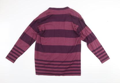 Kaleidoscope Men's Purple Striped Cotton Cardigan M