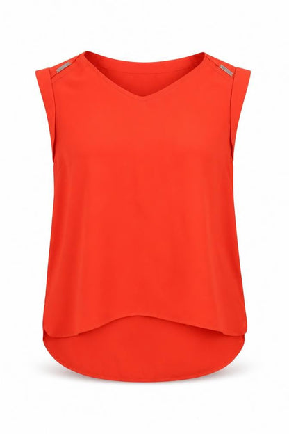 Yessica Women's Red Sleeveless V-Neck Chiffon Blouse Size 10