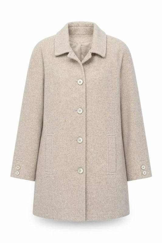 Bonmarché Women’s Beige Wool Blend Mid-Length Coat Size 12