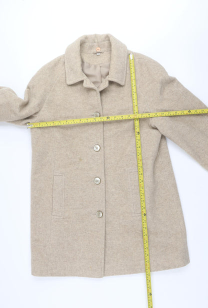 Bonmarché Women’s Beige Wool Blend Mid-Length Coat Size 12