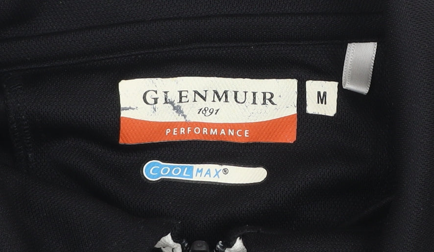 Glenmuir Men’s Black Golf Polo Shirt M Moisture Wicking Short Sleeve