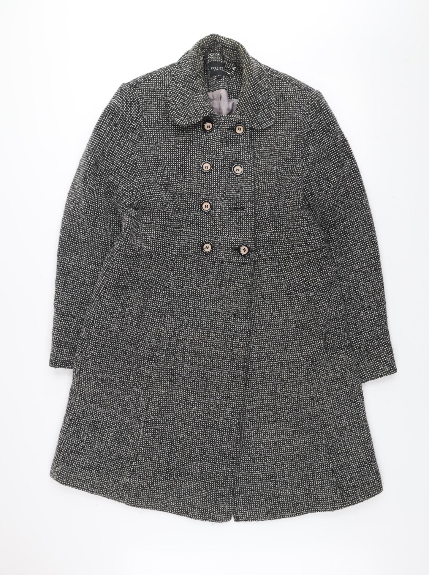 Womens UK Size 12 Debenhams Grey Overcoat