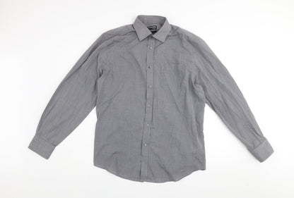 Debenhams Men’s Grey Tailored Fit Long Sleeve Button-Up Shirt Size 16