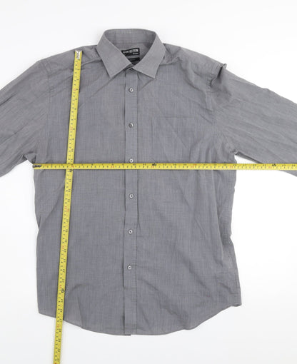Debenhams Men’s Grey Tailored Fit Long Sleeve Button-Up Shirt Size 16