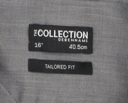 Debenhams Men’s Grey Tailored Fit Long Sleeve Button-Up Shirt Size 16