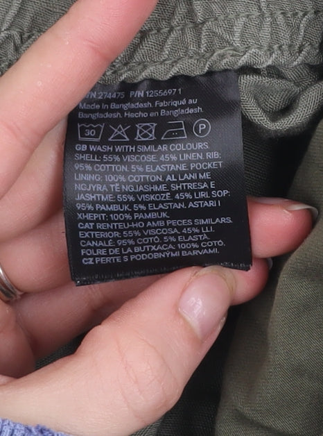 H&M Women Green Maternity Linen Blend High Rise Shorts Size S