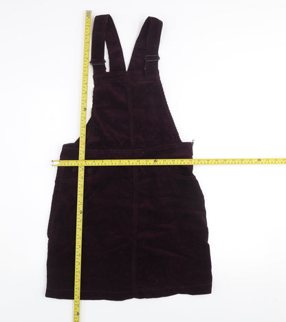 New Look Women Purple Corduroy Dungaree Dress Size 10