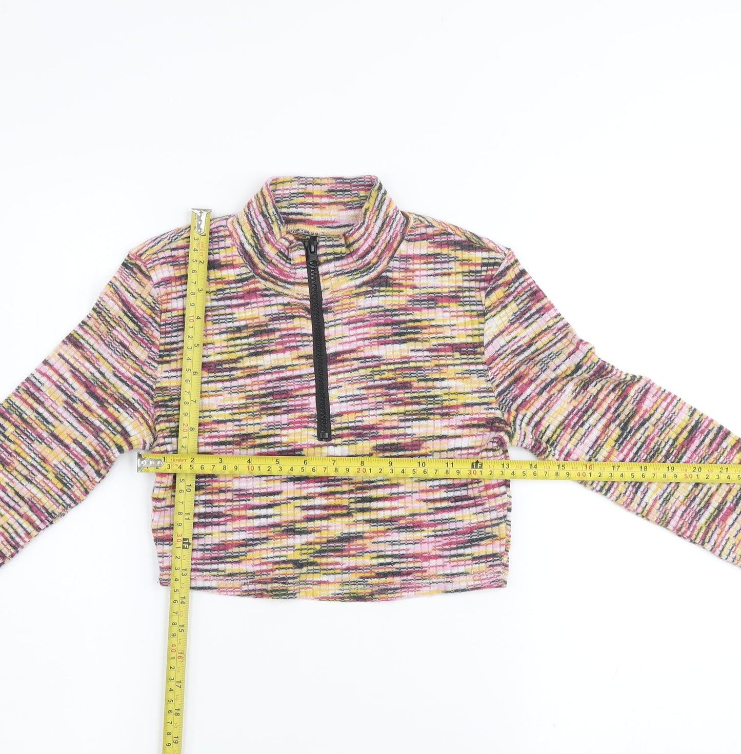 Womens UK Size S H&M Multicoloured Cropped T-Shirt