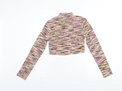 Womens UK Size S H&M Multicoloured Cropped T-Shirt