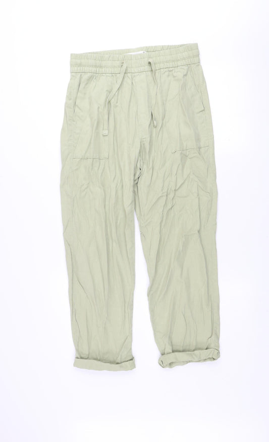Stradivarius Women’s Green Cargo Trousers Size S Lightweight Cotton