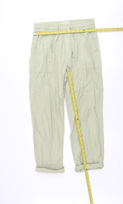 Stradivarius Women’s Green Cargo Trousers Size S Lightweight Cotton