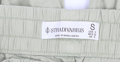 Stradivarius Women’s Green Cargo Trousers Size S Lightweight Cotton