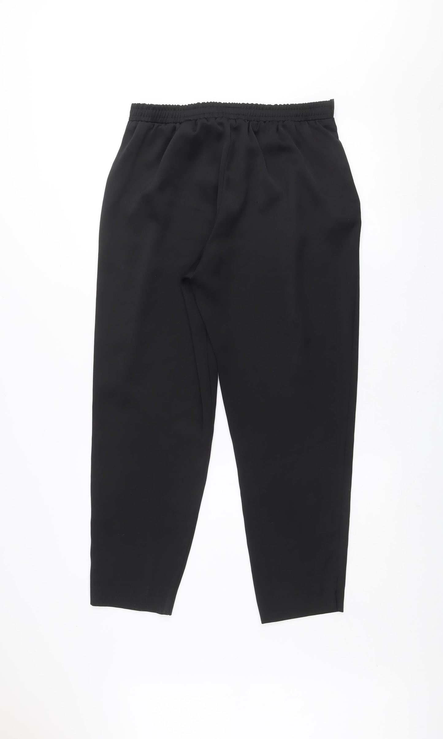 River Island Womens Black Paperbag Trousers Size 12 Belted Crepe