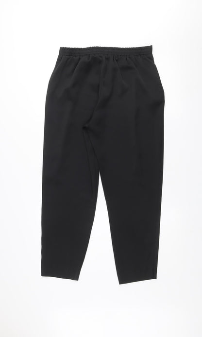 River Island Womens Black Paperbag Trousers Size 12 Belted Crepe