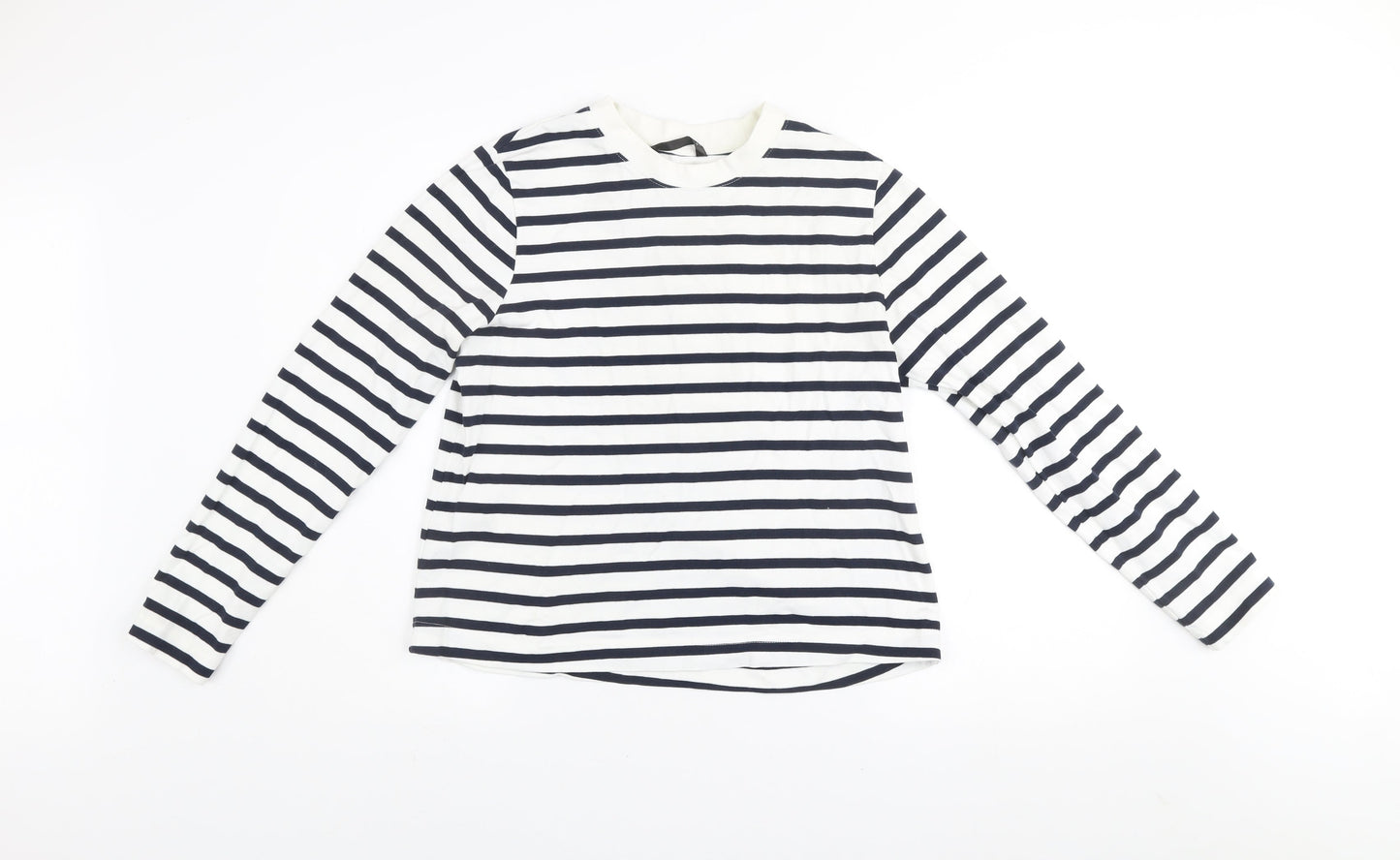 Dunnes Women Navy White Striped Cotton Pullover Sweatshirt M