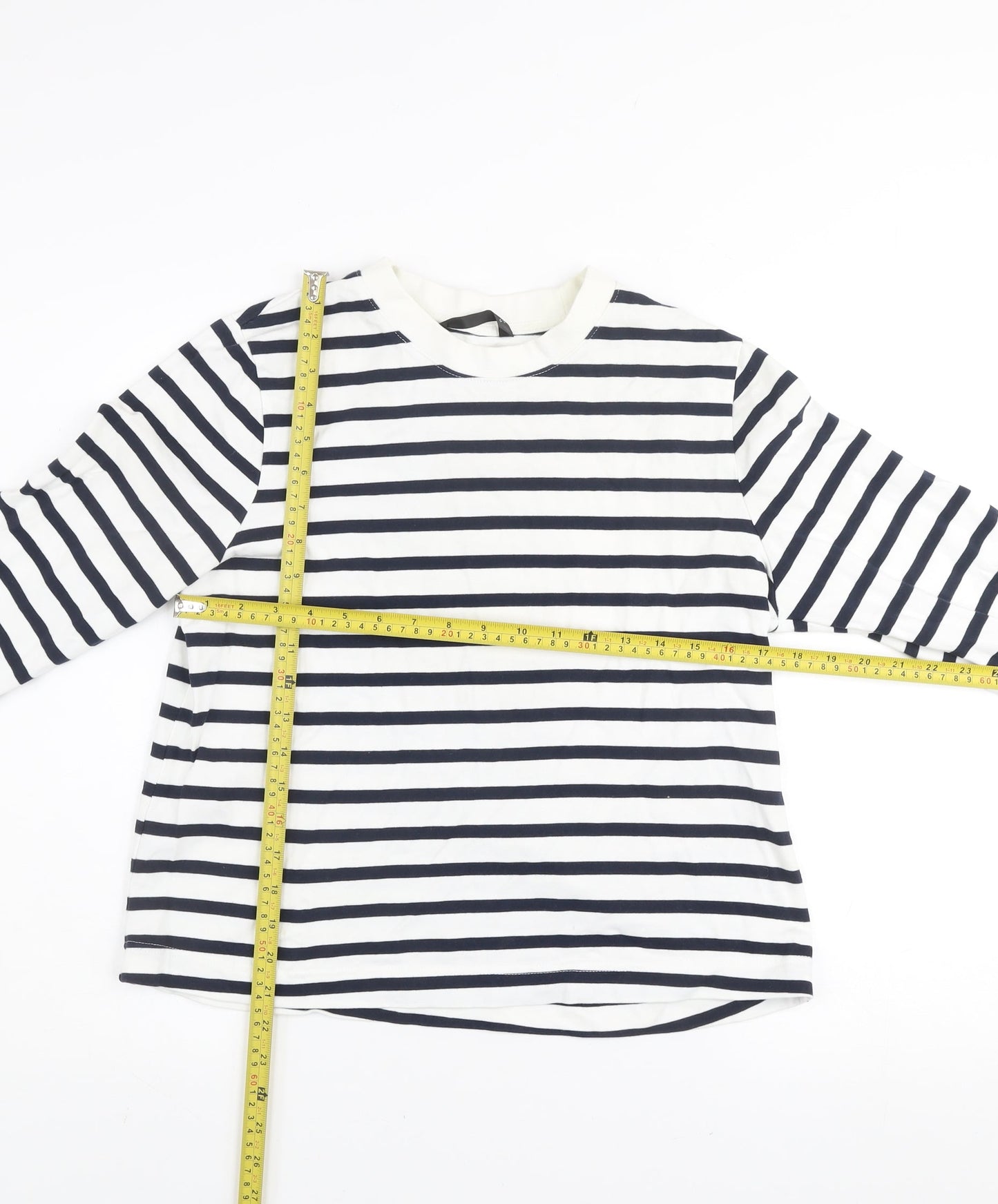 Dunnes Women Navy White Striped Cotton Pullover Sweatshirt M