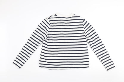 Dunnes Women Navy White Striped Cotton Pullover Sweatshirt M