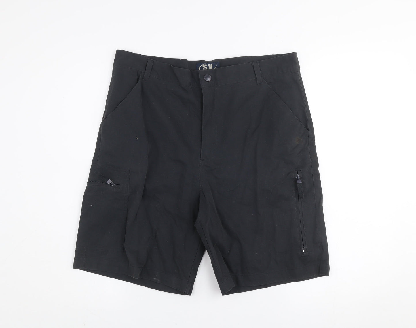 S.V Mens Black Cargo Shorts Size 42 Cotton Blend Casual Workwear